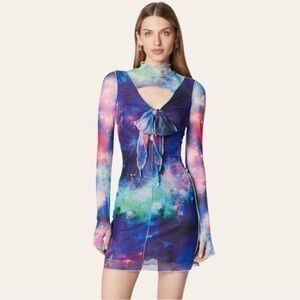 Versace Jeans Couture Galaxy-Print Semi-Sheer Dress ✨